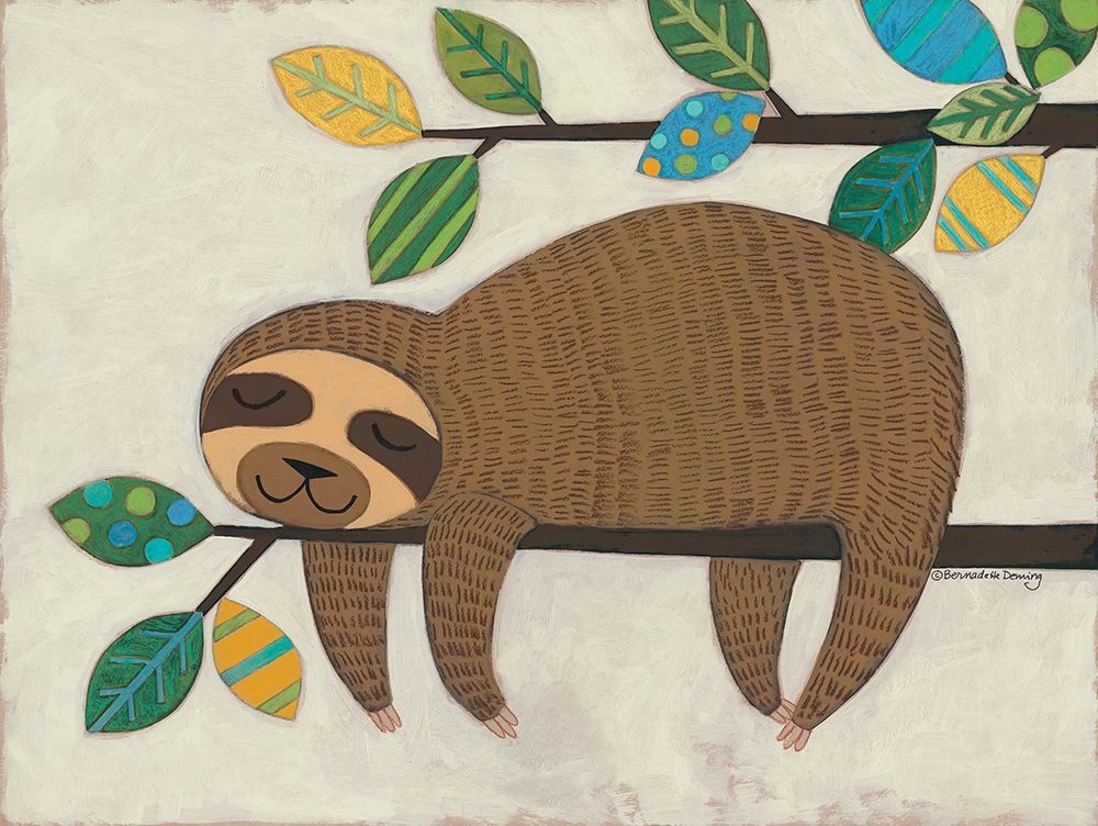 Wall Art Painting id:221107, Name: Sleeping Sloth, Artist: Deming, Bernadette