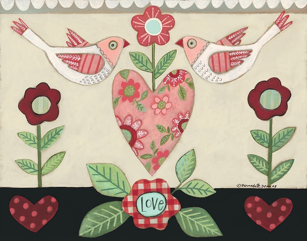Wall Art Painting id:427986, Name: Valentine Love Birds, Artist: Deming, Bernadette