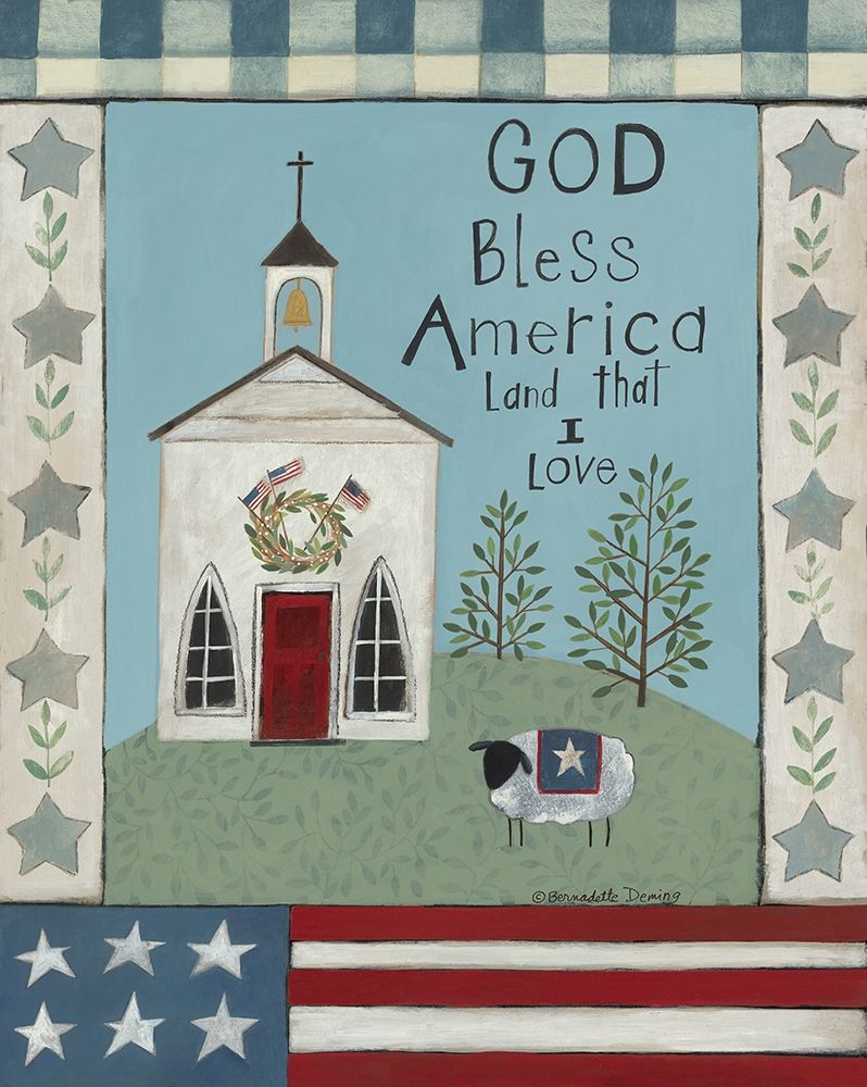 Wall Art Painting id:427988, Name: God Bless America, Artist: Deming, Bernadette