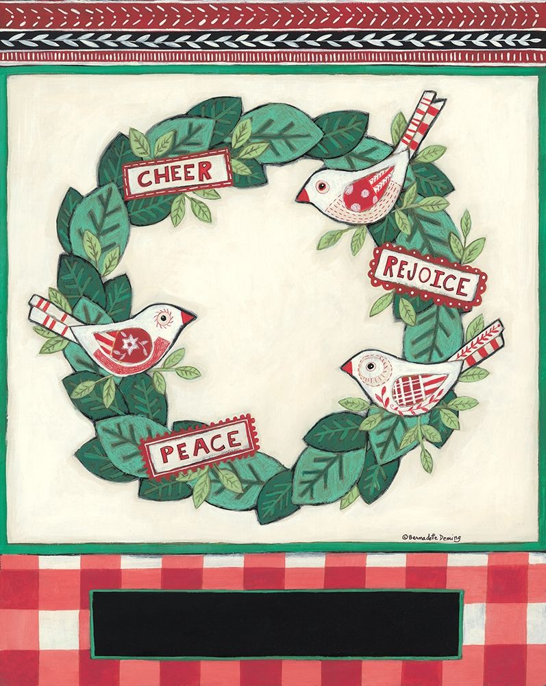 Wall Art Painting id:424513, Name: Cheer Peace Rejoice Wreath, Artist: Deming, Bernadette