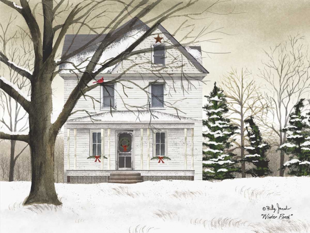 Wall Art Painting id:124624, Name: Winter Porch, Artist: Jacobs, Billy