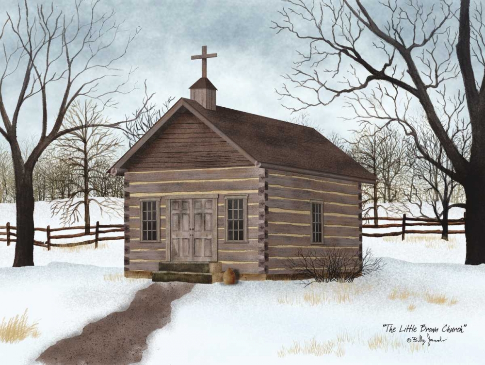 Wall Art Painting id:124625, Name: Little Brown Church, Artist: Jacobs, Billy