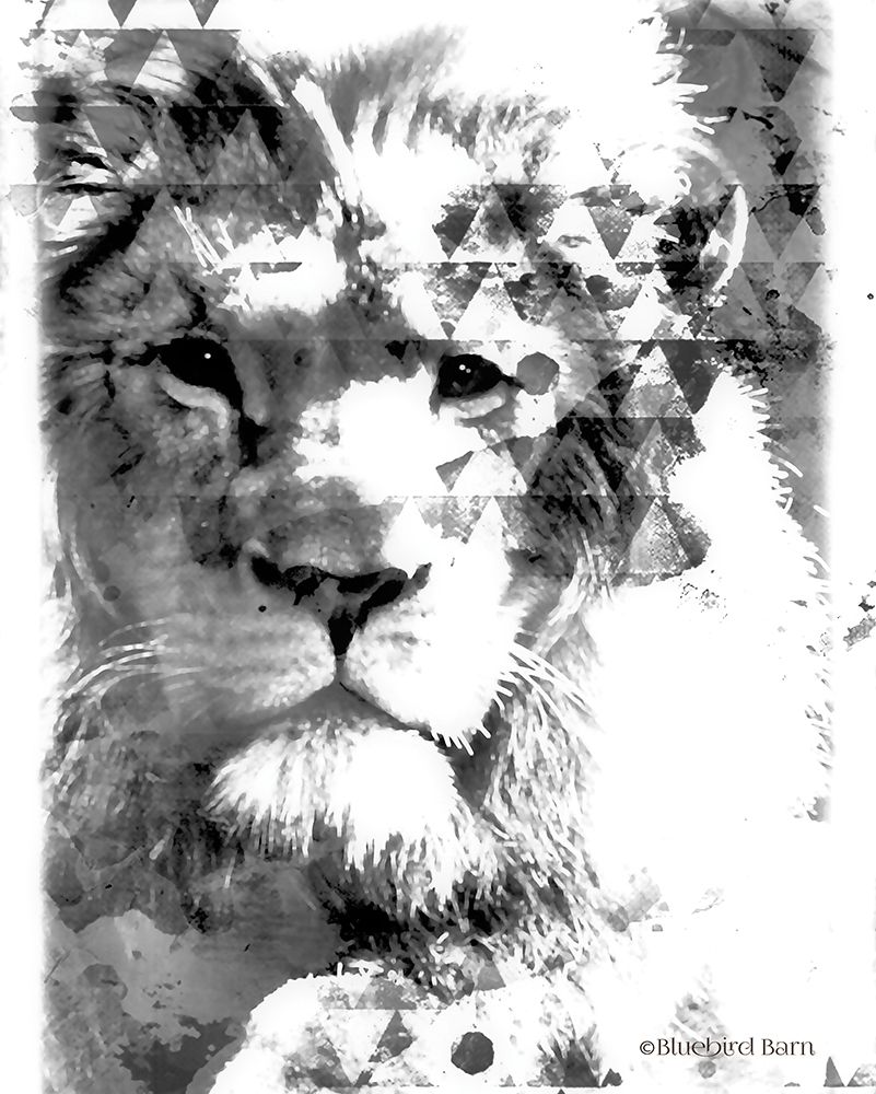Wall art: Modern Black And White Lion, by Bluebird Barn