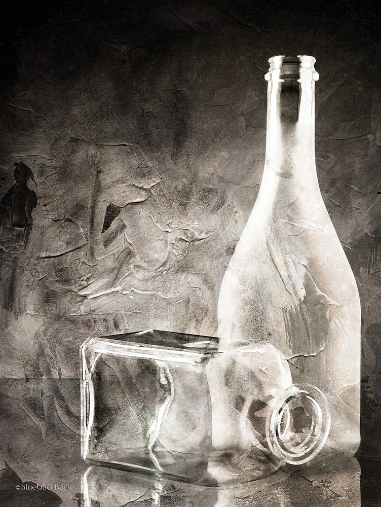 Art Print: Moody Gray Glassware Still Life