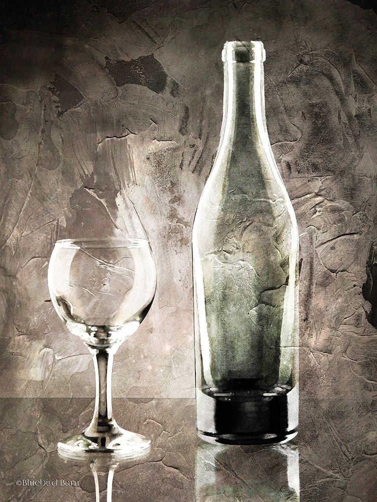 Art Print: Moody Gray Wine Glass Still Life