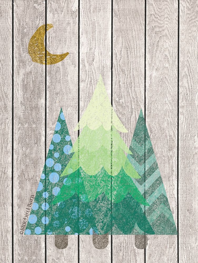 Art Print: Whimsical Trees Under the Moon