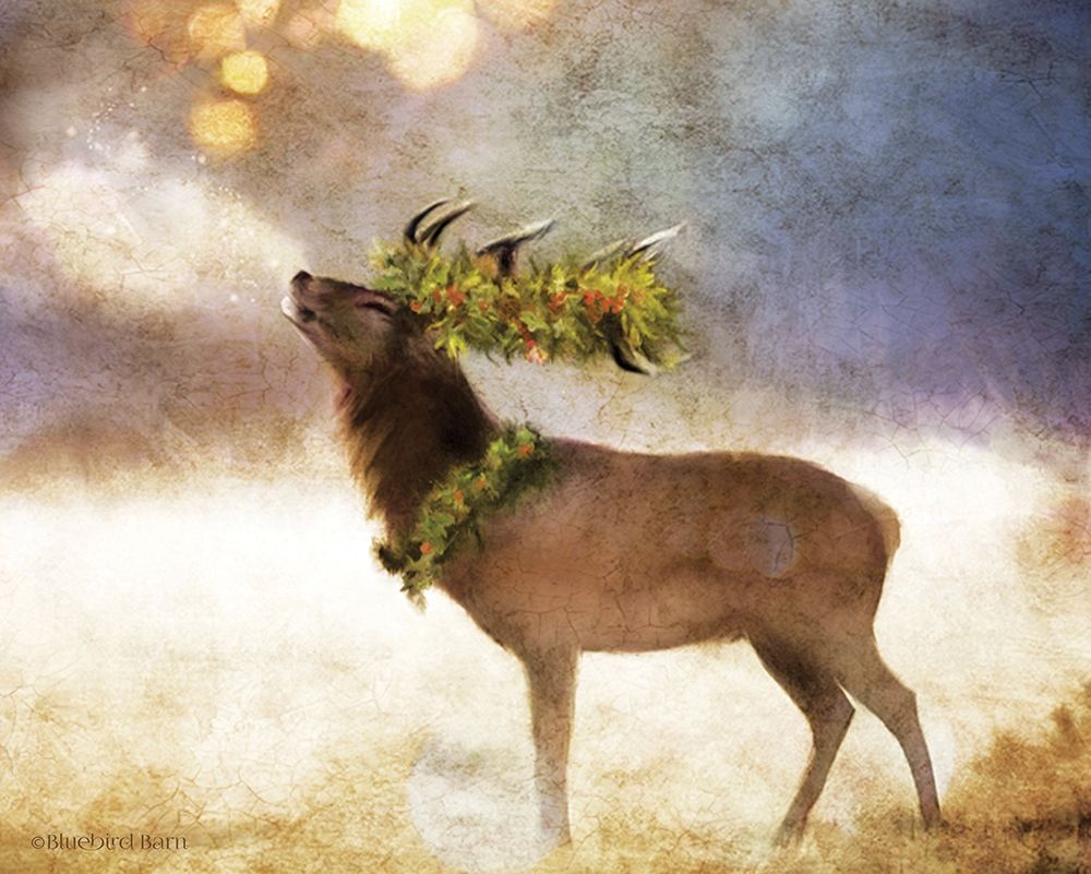 Wall Art Painting id:263439, Name: Holly and Ivy Stag, Artist: Bluebird Barn