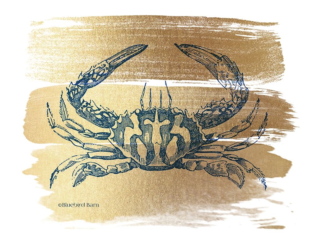 Wall Art Painting id:270945, Name: Brushed Gold Crab, Artist: Bluebird Barn