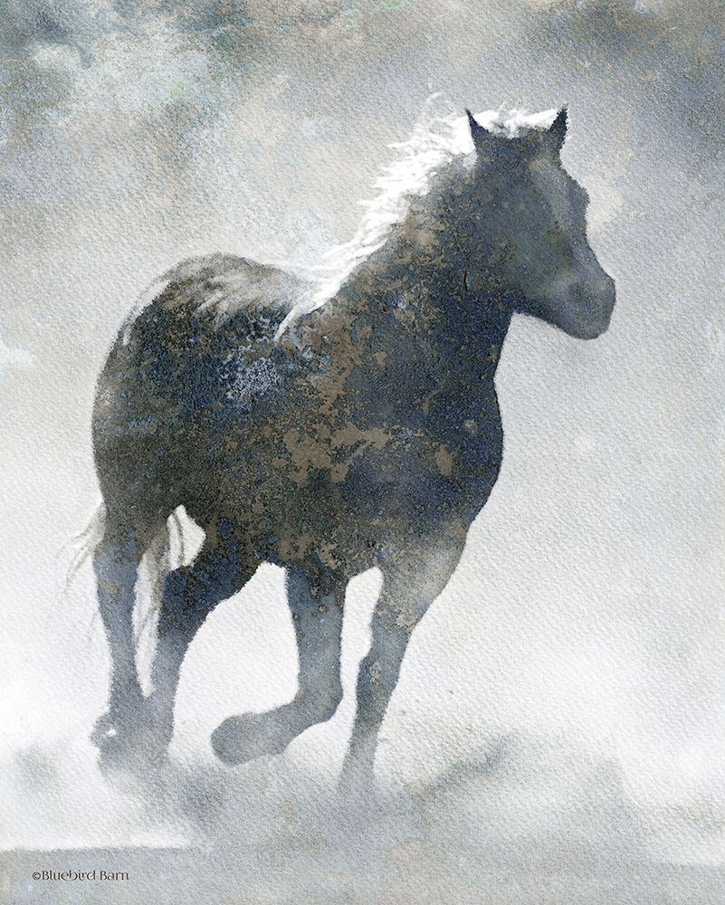 Art Print: Textured Dark Running Horse
