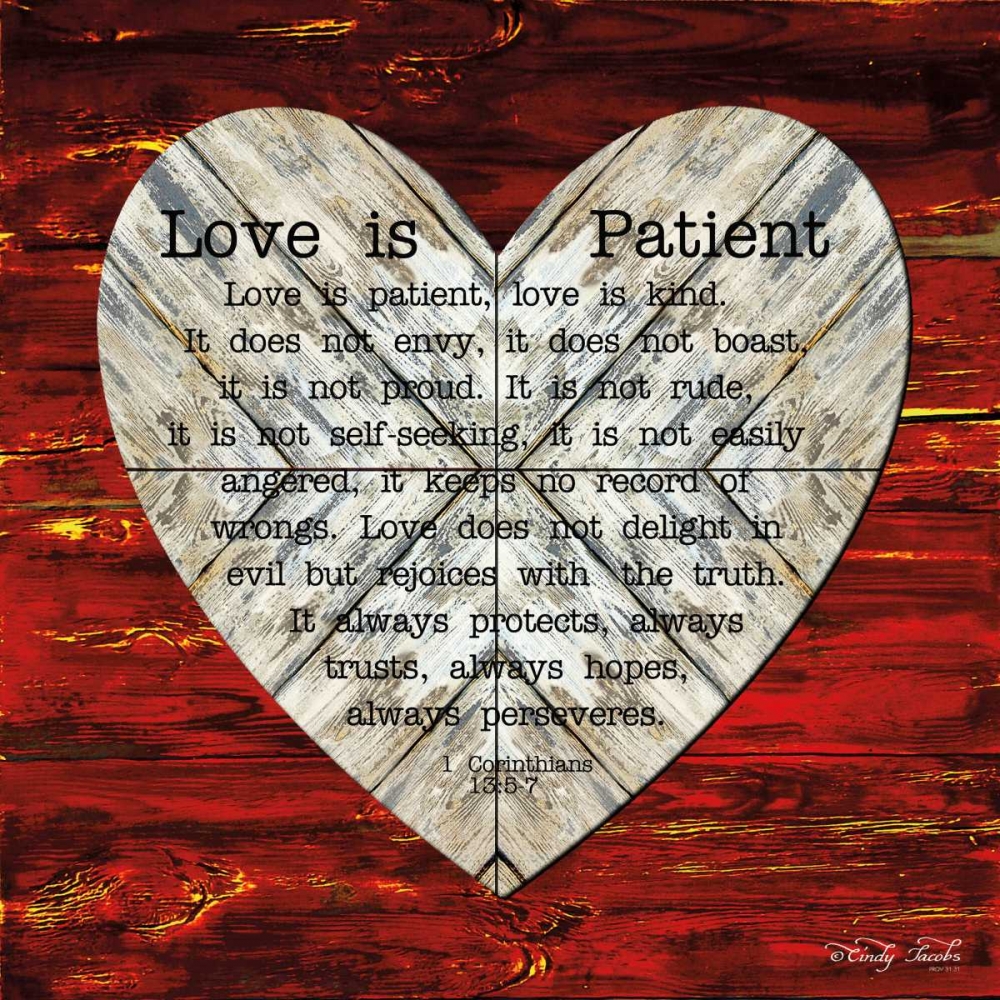 Wall Art Painting id:142868, Name: Love is Patient, Artist: Jacobs, Cindy