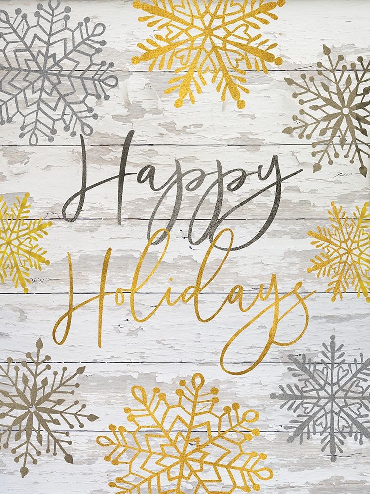Art Print: Happy Holidays Snowflakes