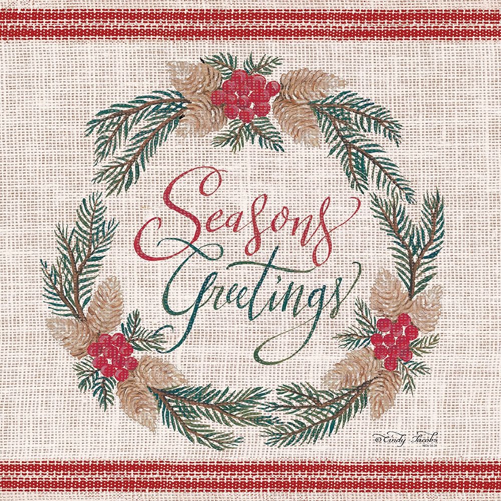 Art Print: Seasons Greetings Wreath  