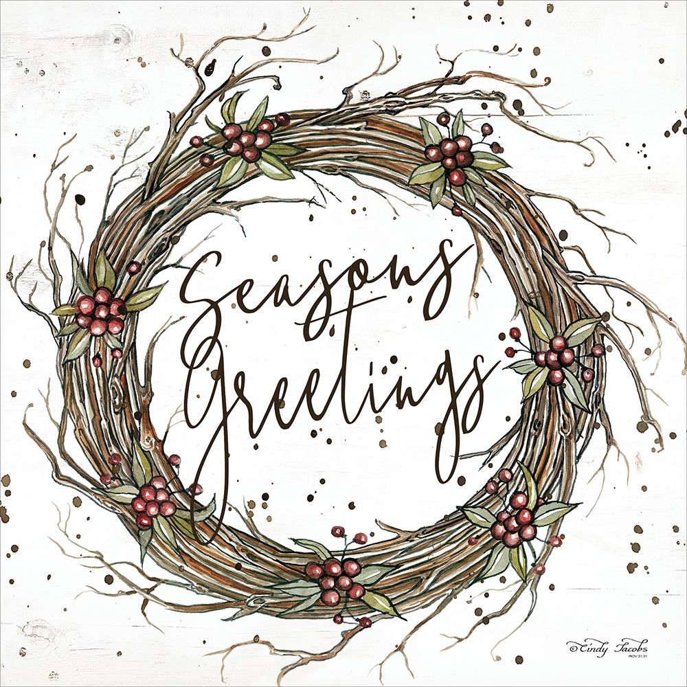 Art Print: Seasons Greetings Wreath