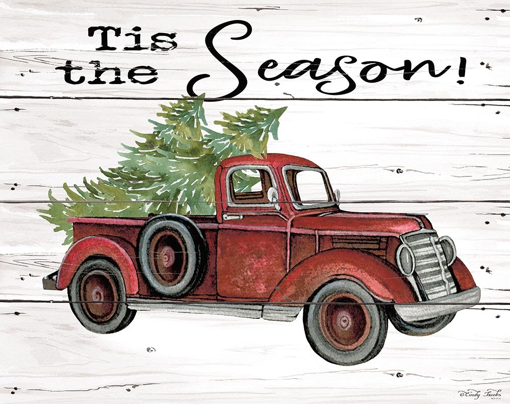 Wall Art Painting id:283182, Name: Tis the Season Red Truck, Artist: Jacobs, Cindy