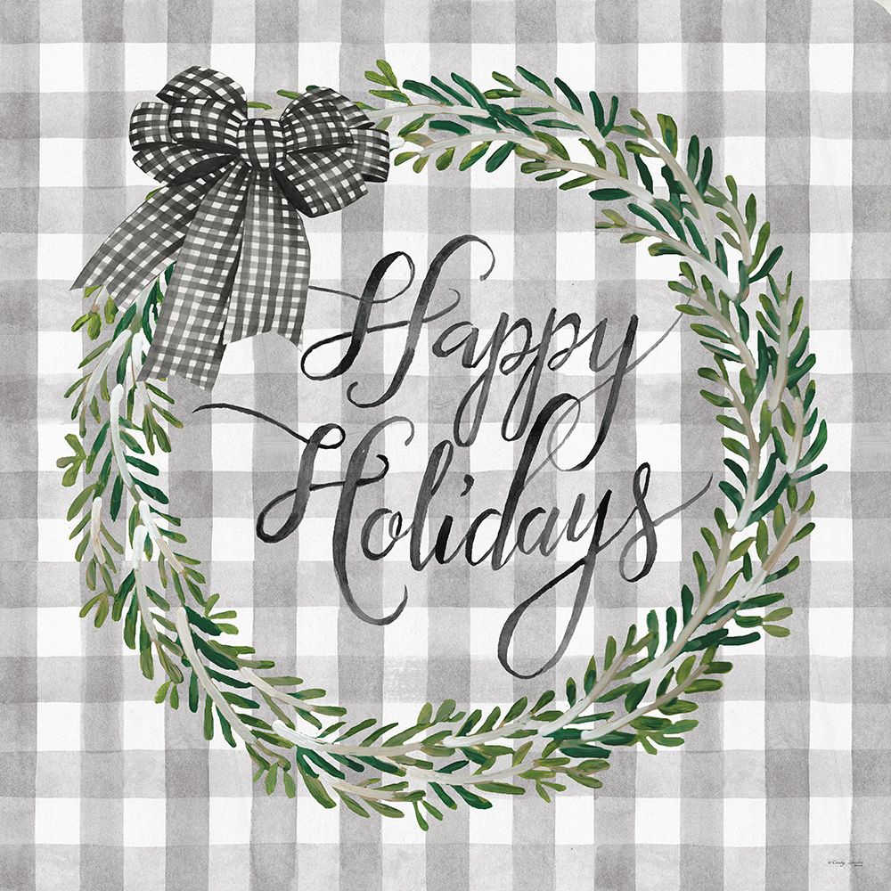Art Print: Happy Holidays Wreath