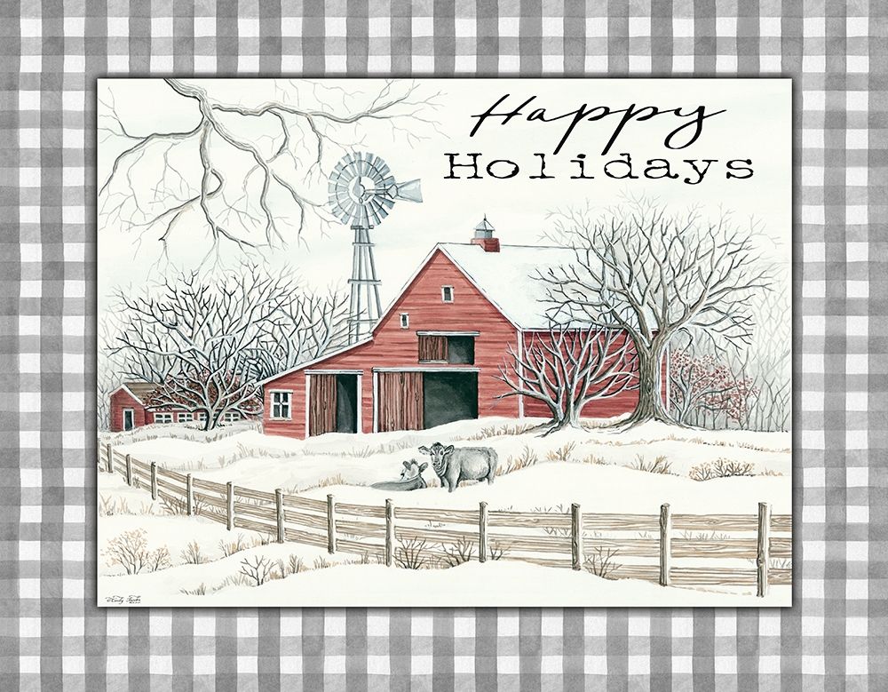 Wall Art Painting id:383087, Name: Happy Holidays Farm, Artist: Jacobs, Cindy