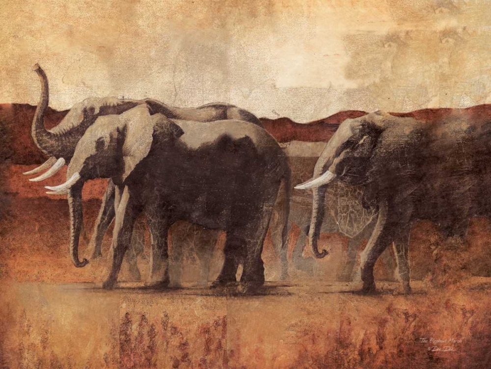 Wall Art Painting id:142827, Name: The Elephant March, Artist: Dee Dee