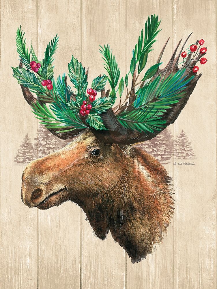 Wall Art Painting id:201266, Name: Holiday Moose, Artist: Wargo, Ed