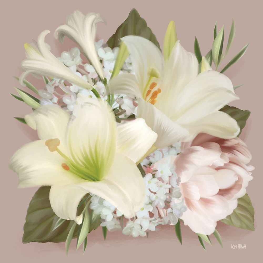 Art Print: Spring Lily Bouquet