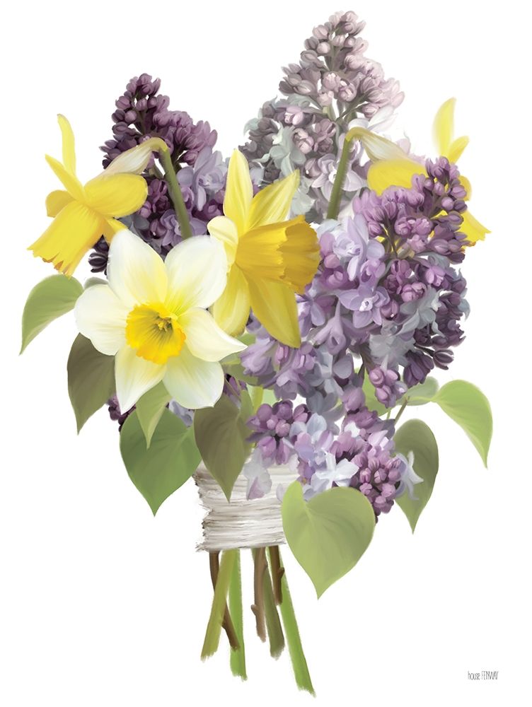 Art Print: Lilacs and Daffodils
