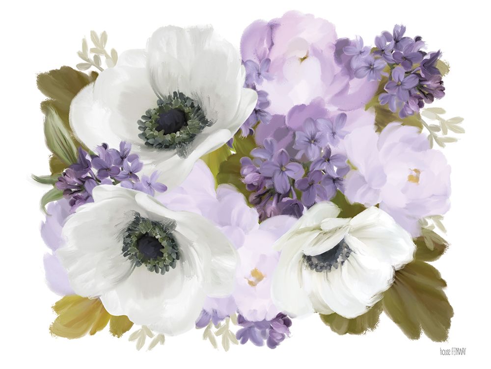 Art Print: Lilacs and Anemones