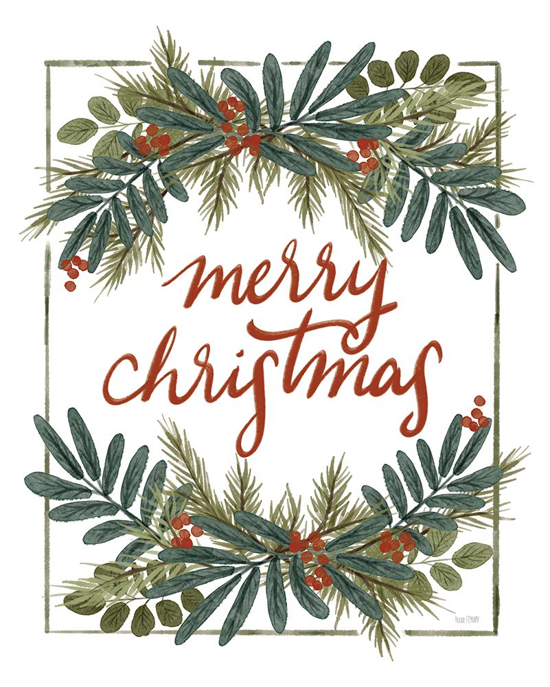 Art Print: Holly Green Merry Christmas