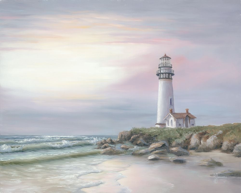 Art Print: Lighthouse at Sunset