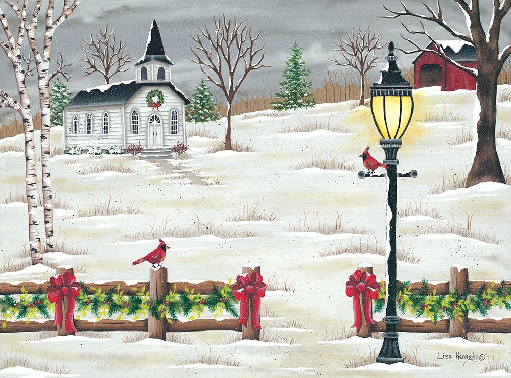 Wall Art Painting id:263494, Name: Christmas Lamppost, Artist: Kennedy, Lisa