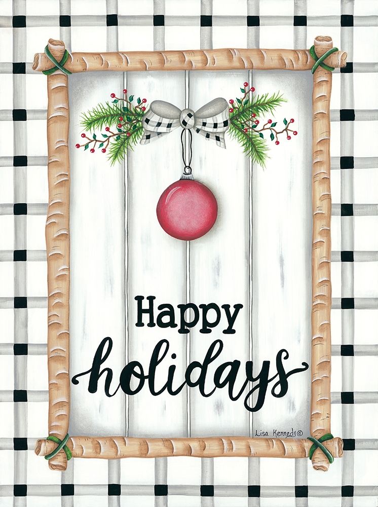 Wall Art Painting id:263496, Name: White Holiday Plaid, Artist: Kennedy, Lisa