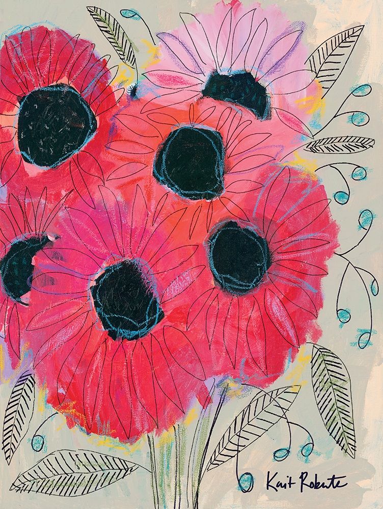 Wall art: Electric Sunflowers, by Roberts, Kait