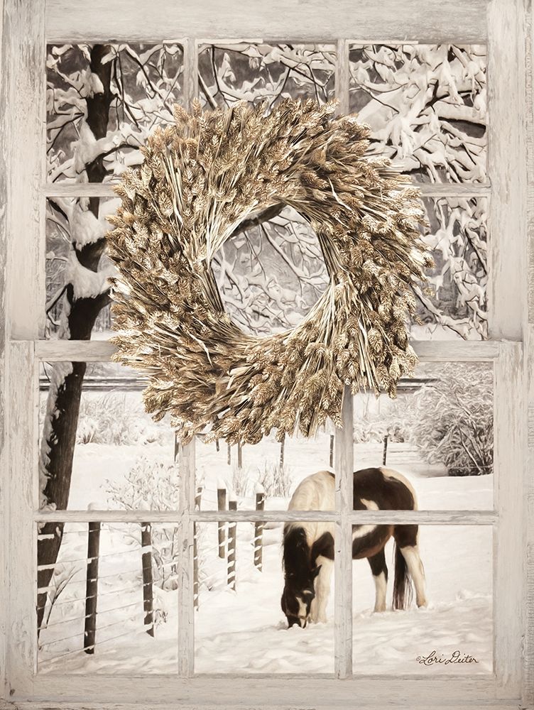Wall Art Painting id:226333, Name: Winter Horse Window View, Artist: Deiter, Lori