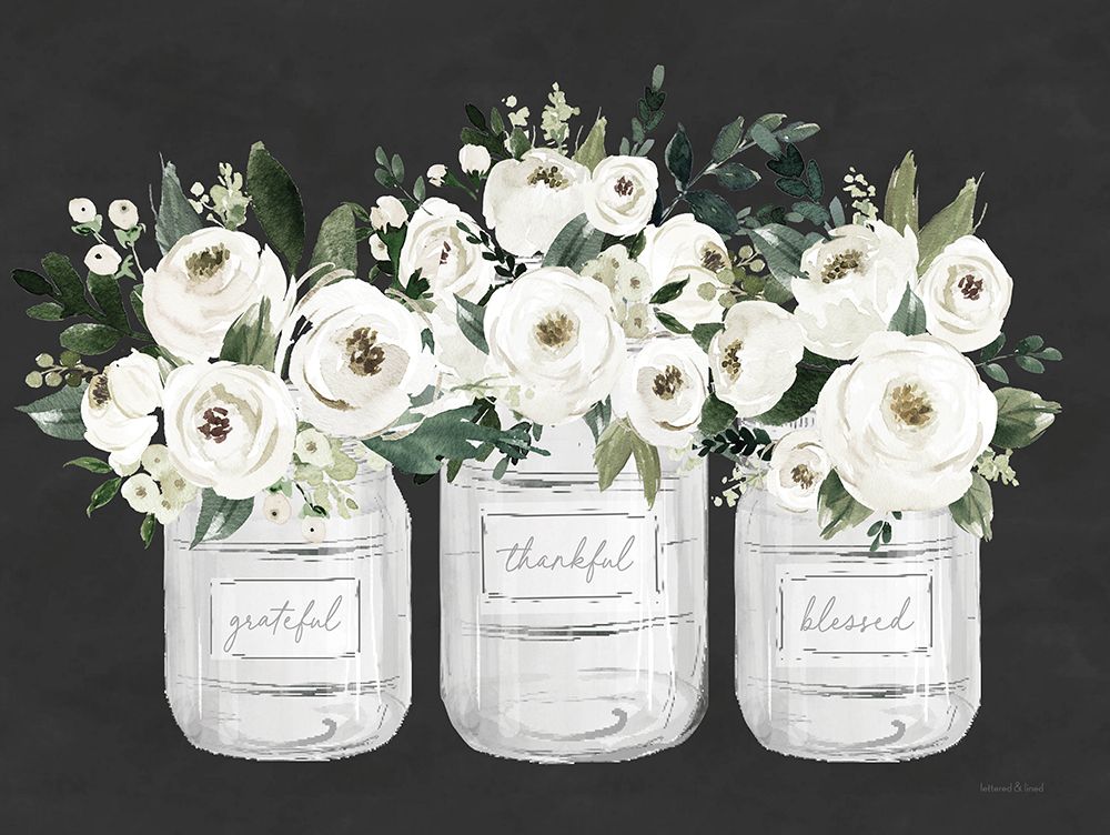 Wall Art Painting id:754370, Name: Thankful Flowers, Artist: lettered And lined