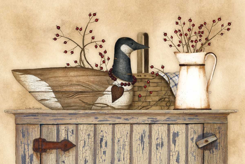 Wall Art Painting id:97314, Name: Duck and Berry Still Life, Artist: Spivey, Linda