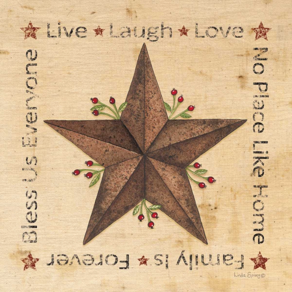 Wall Art Painting id:124738, Name: Live, Laugh, Love Barn Star, Artist: Spivey, Linda