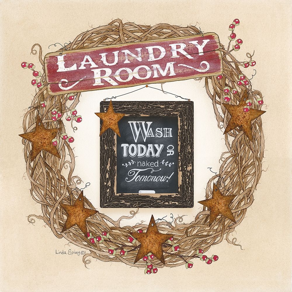 Wall Art Painting id:201330, Name: Laundry Room Wreath, Artist: Spivey, Linda