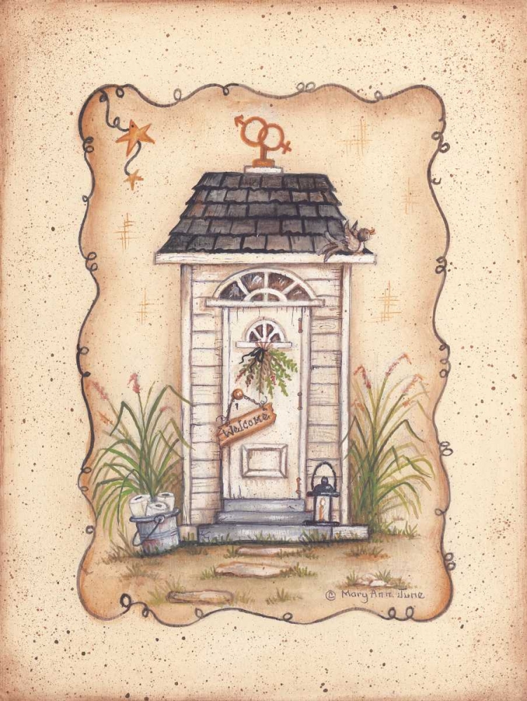 Wall Art Painting id:119122, Name: His and Hers Outhouse, Artist: June, Mary Ann
