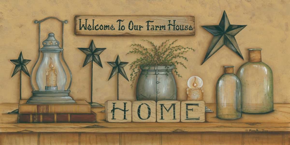 Wall Art Painting id:124632, Name: Welcome to Our Farm House, Artist: June, Mary Ann