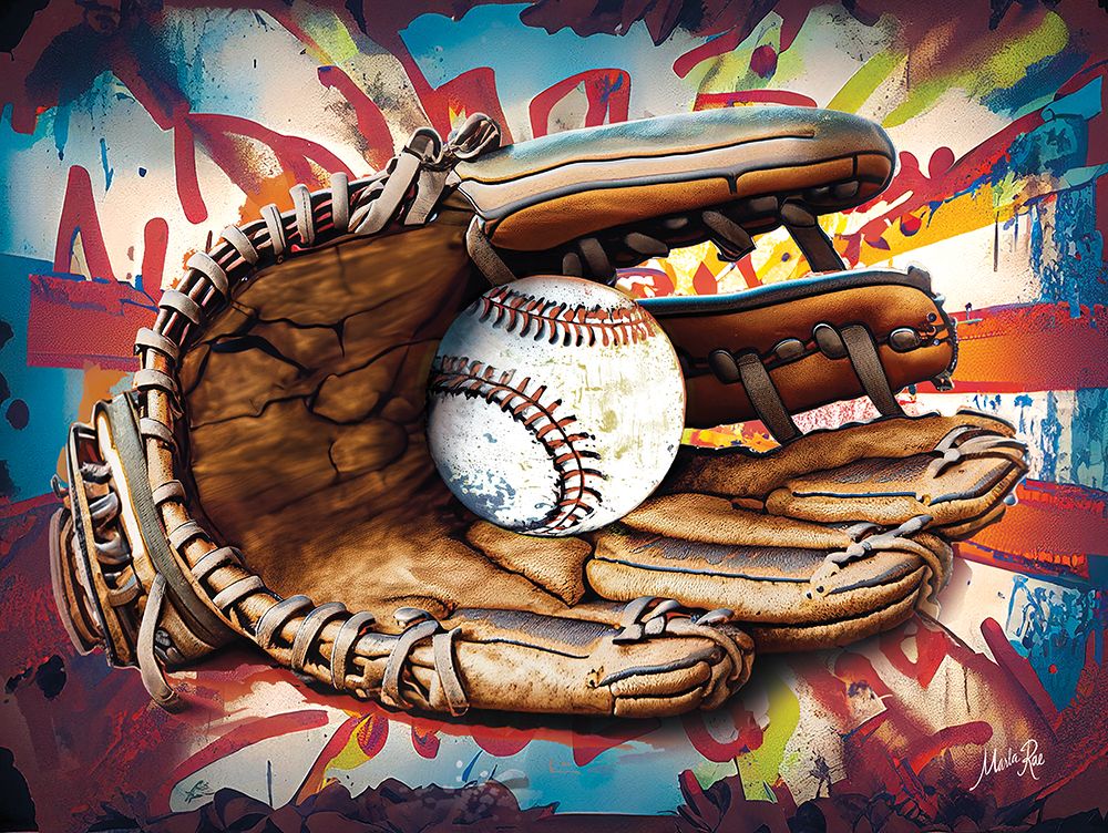 Wall Art Painting id:754189, Name: Graffiti Baseball and Glove, Artist: Rae, Marla