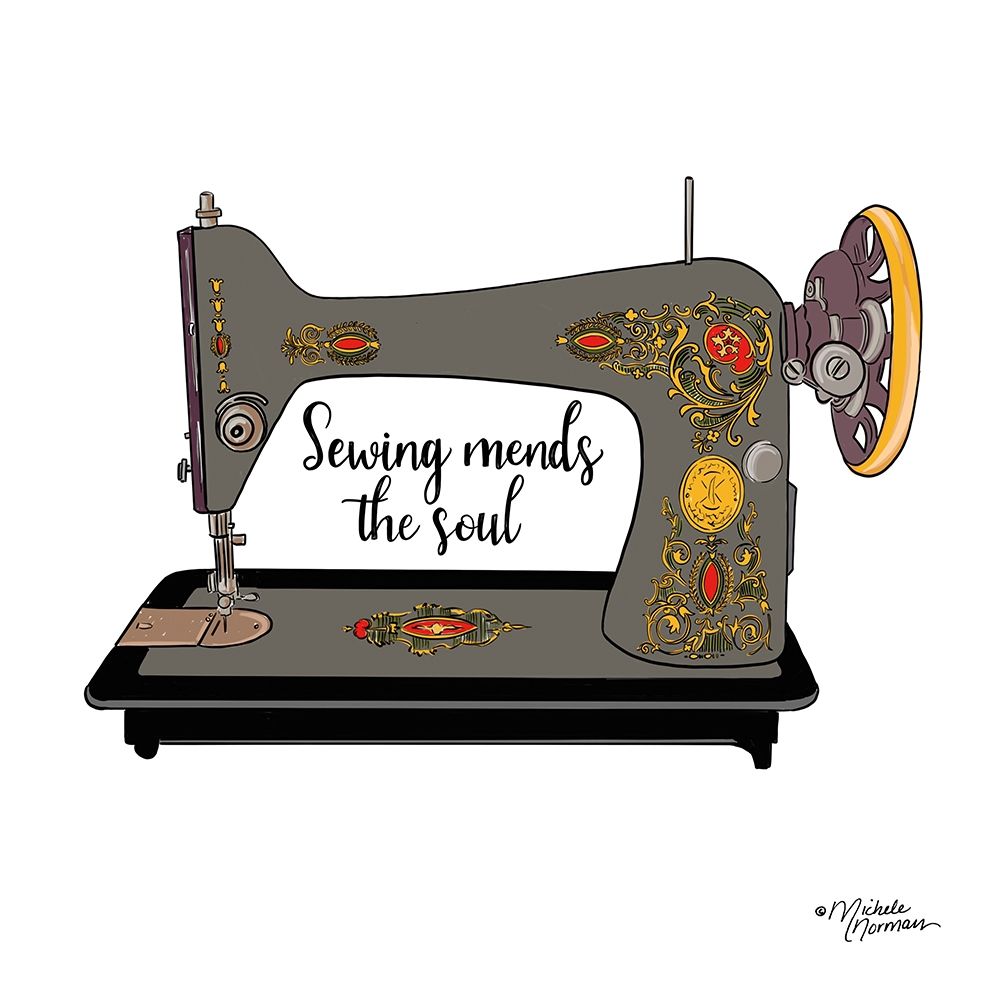 Wall art: Sewing Mends the Soul, by Norman, Michele