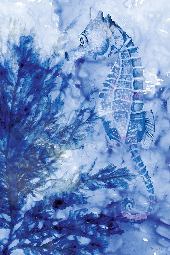 Wall Art Painting id:309063, Name: Ocean Blue Seahorse, Artist: Stellar Design Studio