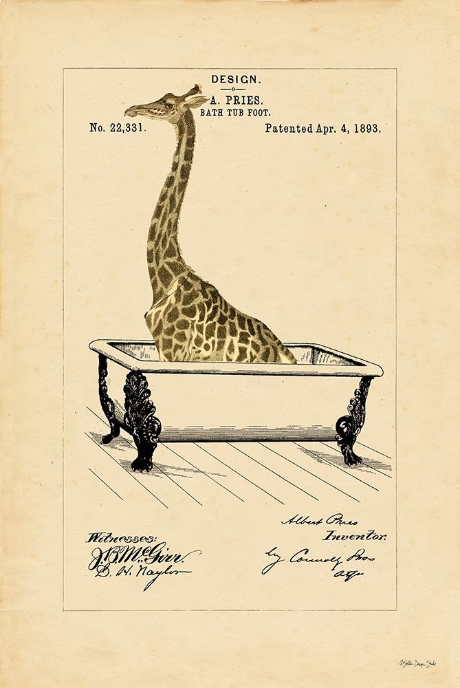 Wall Art Painting id:325402, Name: Giraffe in Tub, Artist: Stellar Design Studio