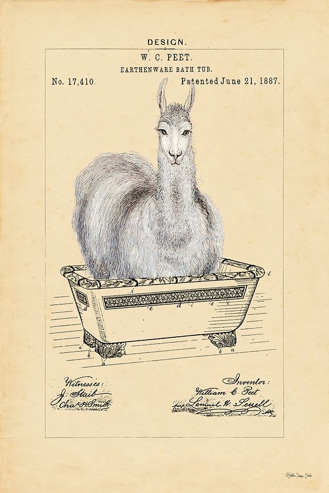Wall Art Painting id:325405, Name: Llama in Tub, Artist: Stellar Design Studio