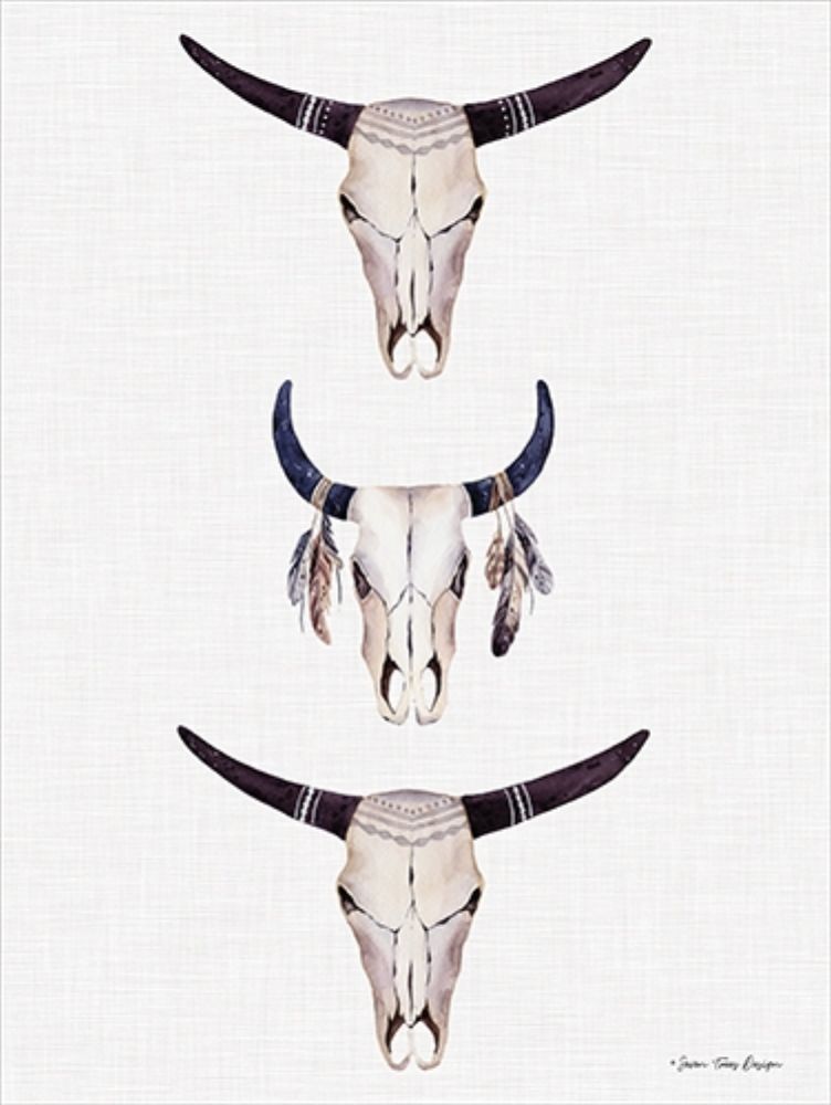 Wall Art Painting id:212789, Name: Boho Steer Head III, Artist: Seven Trees Design