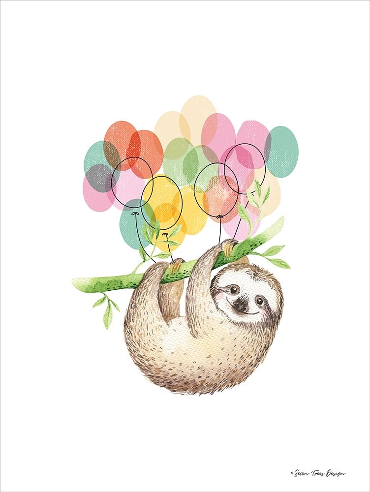 Wall Art Painting id:221191, Name: Sloth Birthday II, Artist: Seven Trees Design