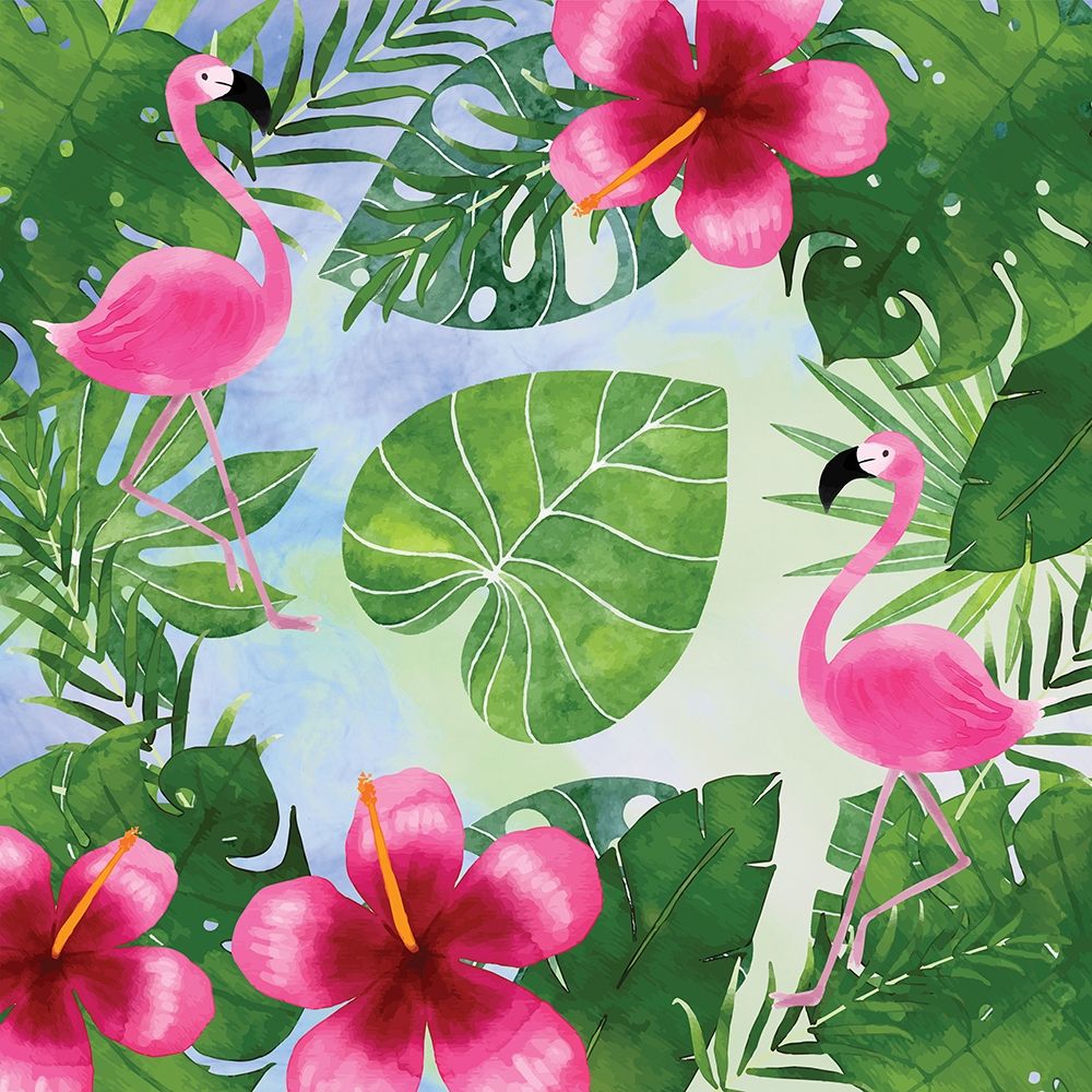 Wall art: Tropical Life Flamingo I, by Seven Trees Design
