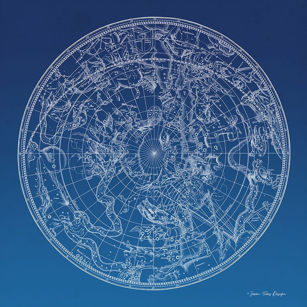 Wall art: Constellations Map I, by Seven Trees Design
