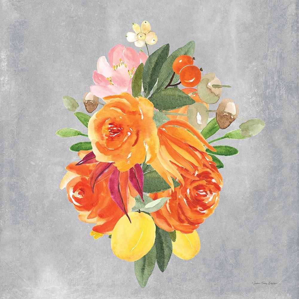 Art Print: Watercolor Orange Flowers