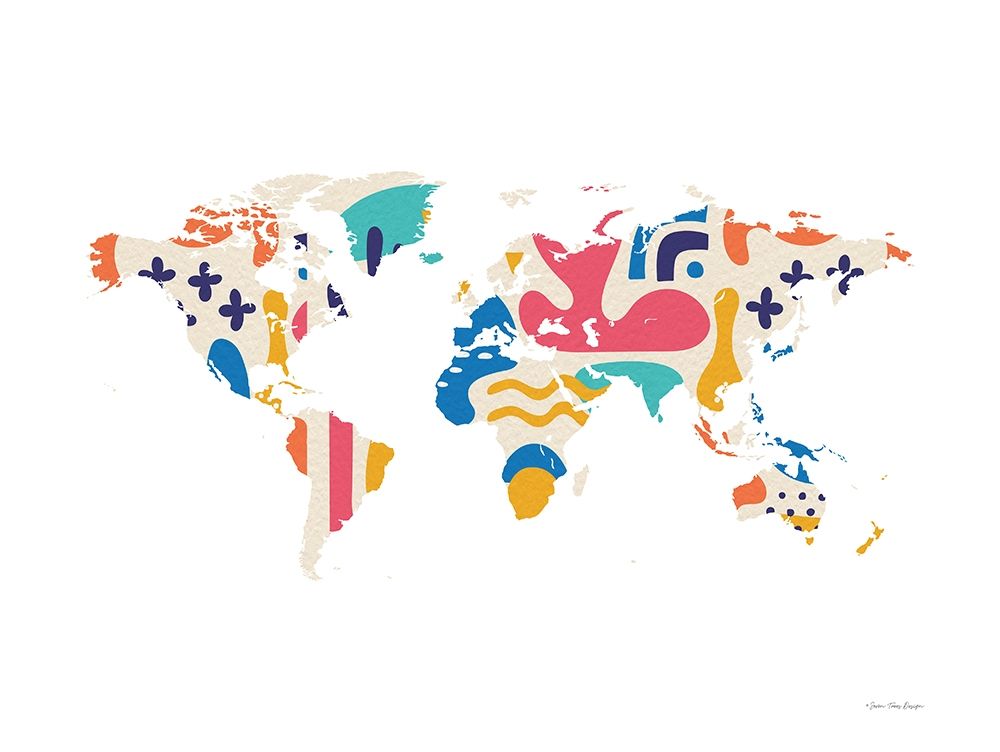 Art Print: Abstract Colorful World Map