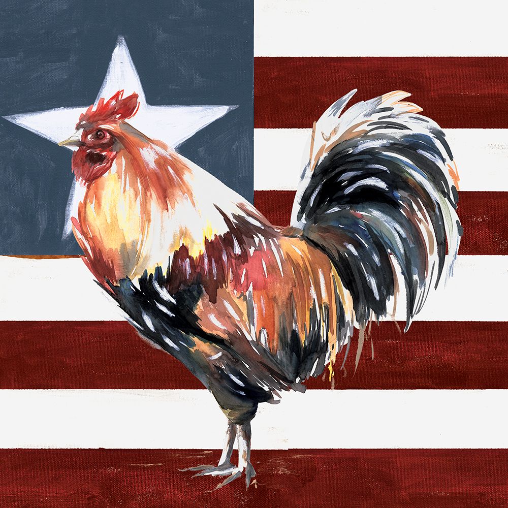 Wall Art Painting id:460684, Name: Patriotic Rooster, Artist: White Ladder