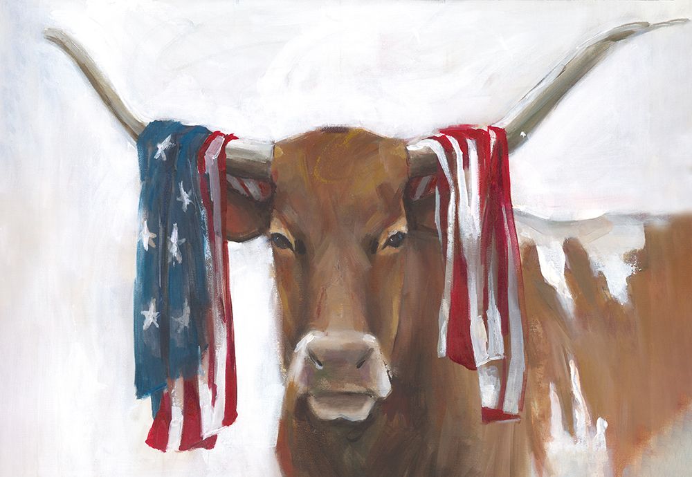 Wall Art Painting id:762349, Name: Patriotic Longhorn, Artist: White Ladder